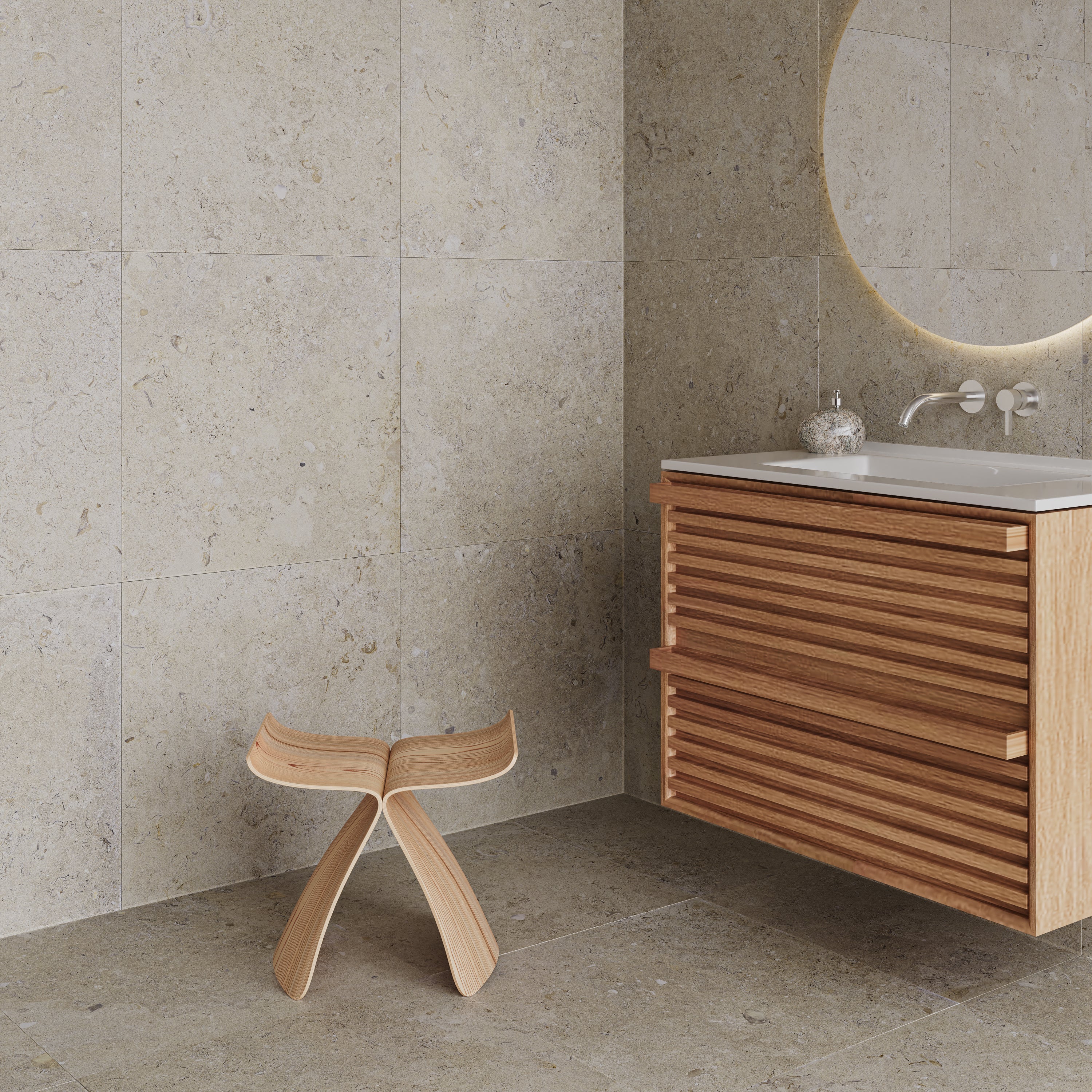 Kalksten Klinker Beige Matt Rect. 60x60 CM Klinker - Image 3