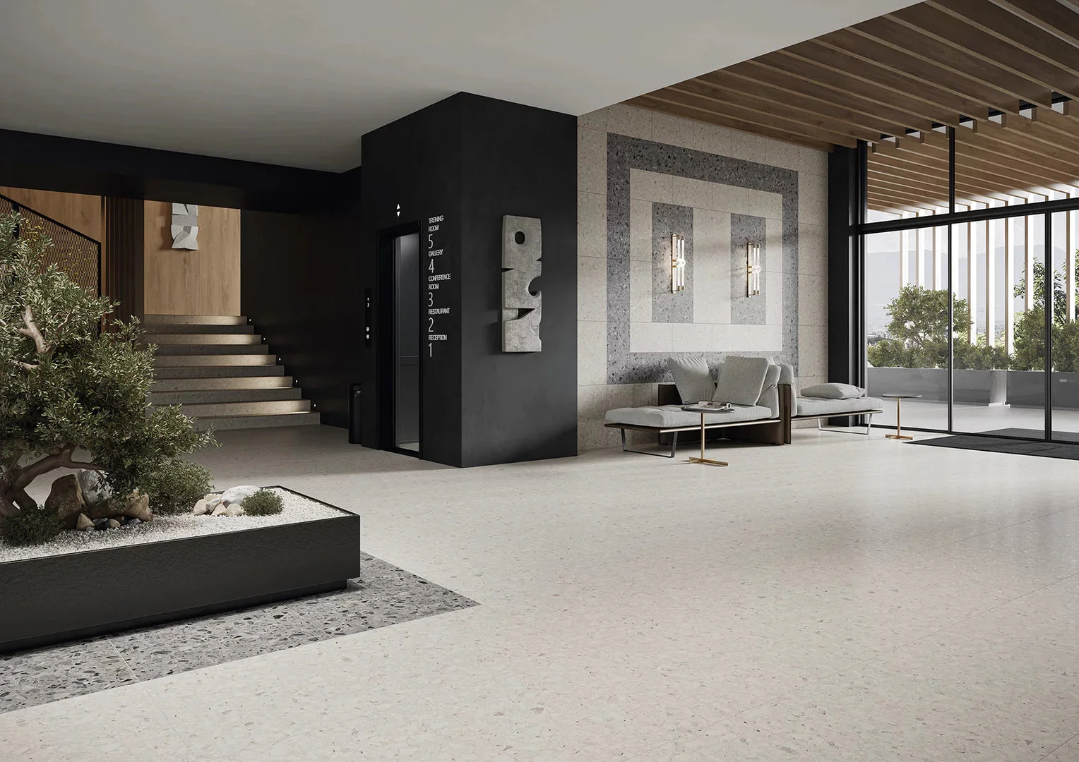 Terrazzo Grå Matt Rect. 60x60 CM Klinker - Image 3