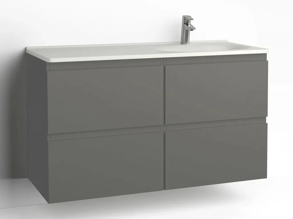 Tvättställsskåp Flow 1200 Betonggrå med 4 lådor Vedum - Image 2