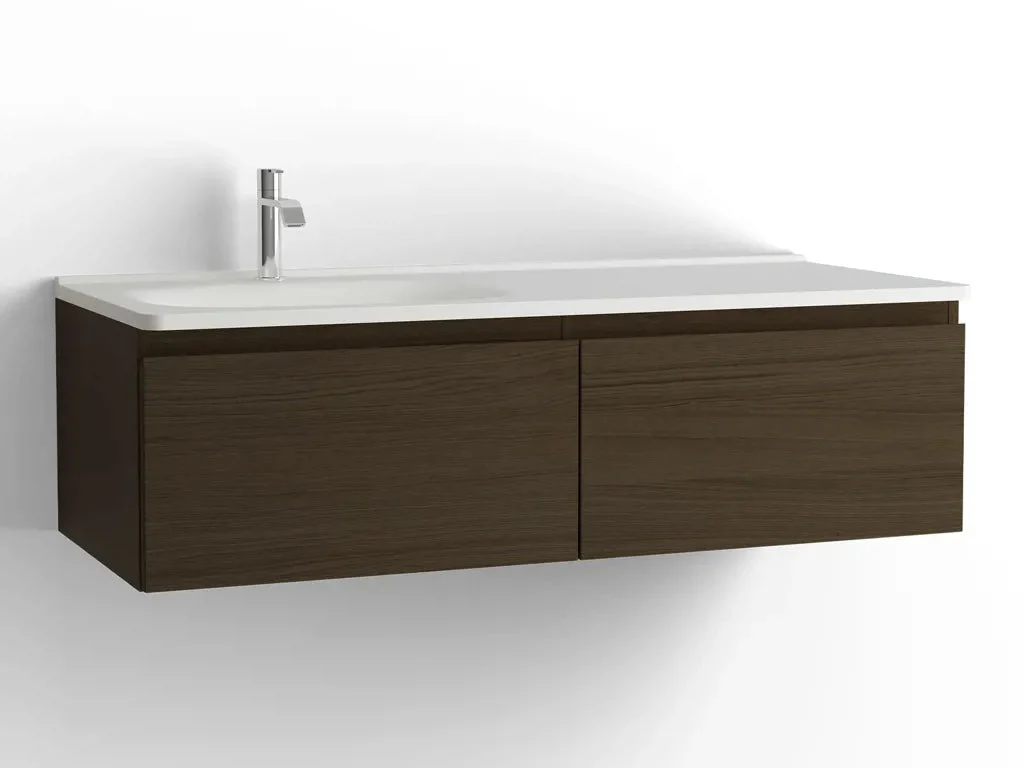 Tvättställsskåp Flow 1200 Brun ek med 2 lådor Vedum - Image 3