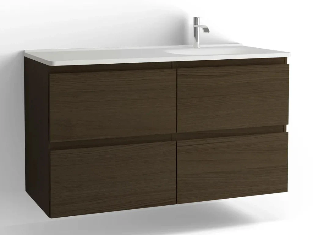 Tvättställsskåp Flow 1200 Brun ek med 4 lådor Vedum - Image 2