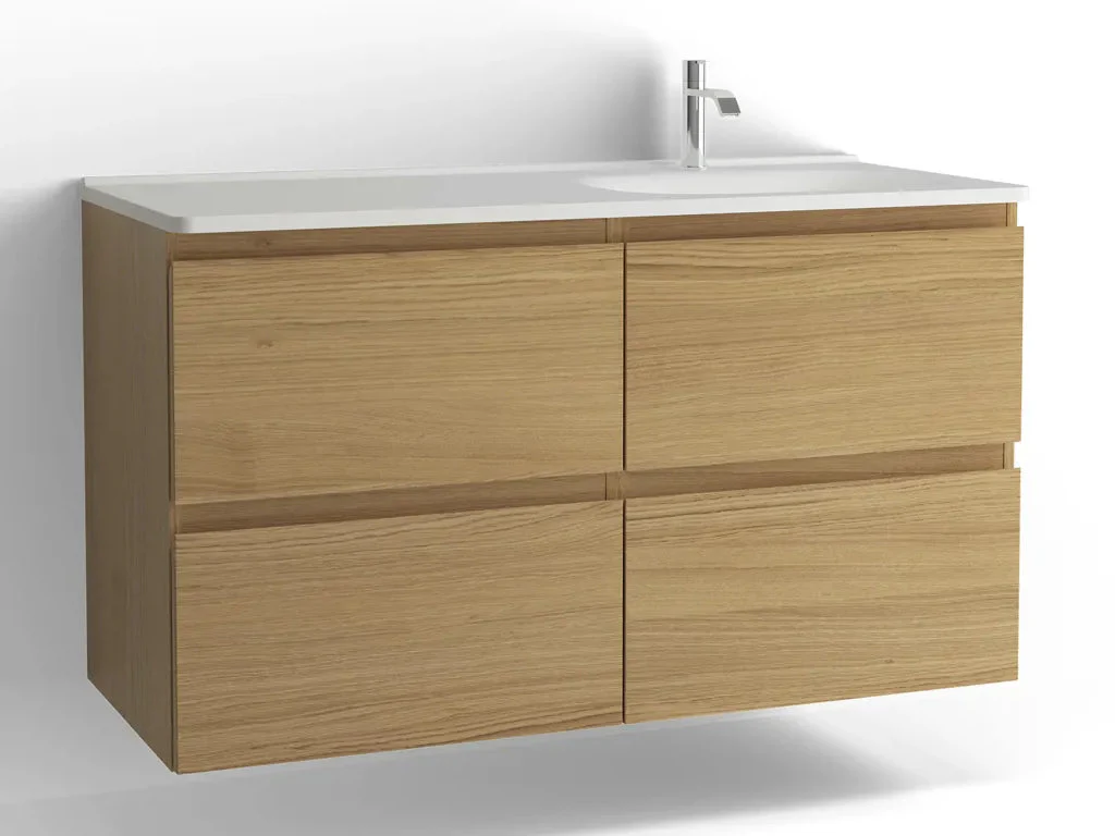 Tvättställsskåp Flow 1200 Vitpigmenterad ek med 4 lådor Vedum - Image 6