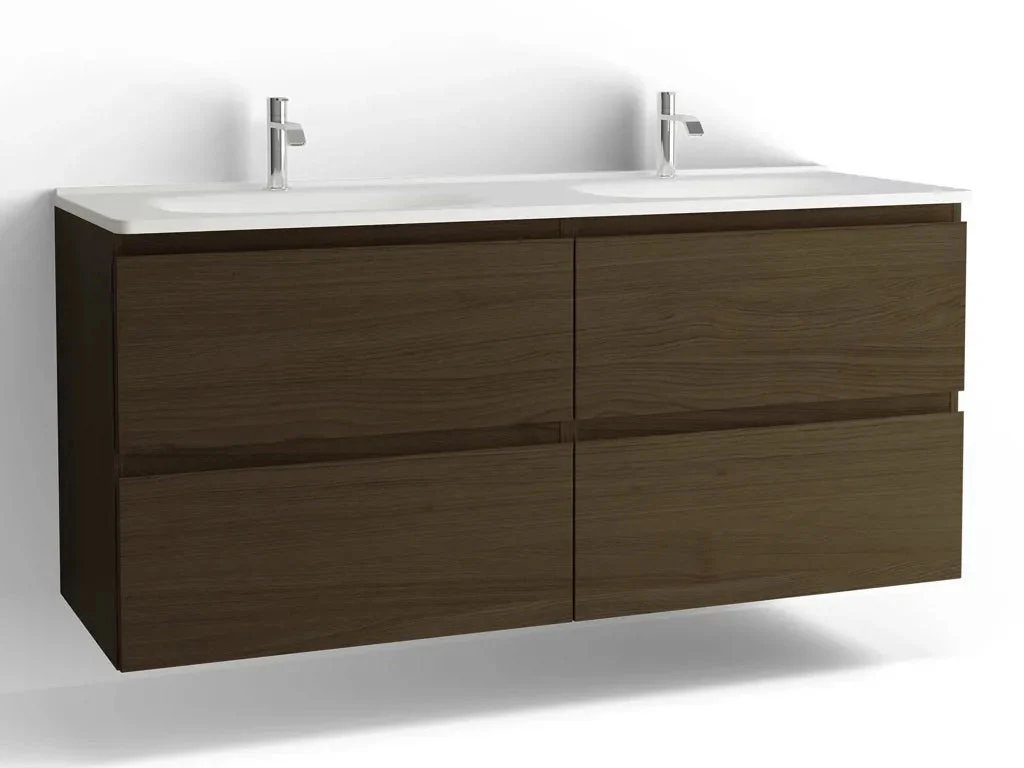 Tvättställsskåp Flow 1500 Brun ek med 4 lådor Vedum - Image 3